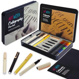 Artworx Calligraphy Pen Set - With Guide Book and Practice Paper - Calligraphy Set For Beginners - Caligraphy Pens For Writing - Caligraphy Beginners Set For Kids & Adults - Calligraphy Pens