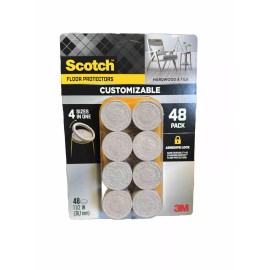 Scotch 48 Pack Customizable 4 Sizes in One Floor Protector Felt Pads Furniture