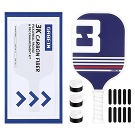 ORBEIN Carbon Fiber Single Pickleball Paddle - with Grip Tape and Lead Tape - 7.7oz 3k Raw Carbon Fiber Pickle Ball Paddle - Best Pickle Ball Rackets - Pickleball Rackets Gifts for Women Man
