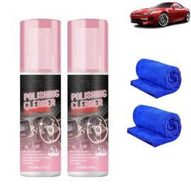 (2PCS) 2025 New Polishing Cleaner Car Interior, Vehicle Interior Polish Interior Detailer, Interior All Purpose Car Cleaner for Rubber, Leather