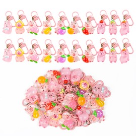 mkookm 20PCS Capybara Keychains Set - Capybara Party Favors Set for Kids & Adults, DIY Cute Animal Bag Charms, Birthday Goodie Bag Gifts (Pink)