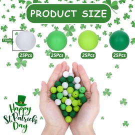 Whaline 100Pcs Summer Sage Green Silicone Beads 15mm Round Shaped Silicone Loose Beads Mixed Green White Spacer Beads for Summer DIY Crafts Necklace Bracelet Jewelry Keychain Making Home Decor