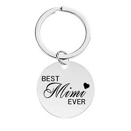 YALLNASL Mimi Birthday Christmas Gifts Keychain from Grandchildren Granddaughter Grandson Grandkids, Best Mimi Ever Keyrings Gift for Mimi Grandma Grandma