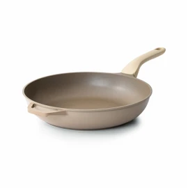 PRICUSIS Nonstick Frying Pan, 8/10/12 Inch Skillet with Stay Cool Handle, Stain/Scratch/Crack Proof, Induction Compatible & Oven Safe, Dishwasher Safe, PFOA Free (12-Inch, Natural Linen)