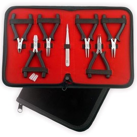 PTL Mini Pliers Set Beading Tools Kit Jewellery Making Tools with Nylon Jaw Pliers Hobbies and Creative Art Craft Gift Ideas Blue (Black)