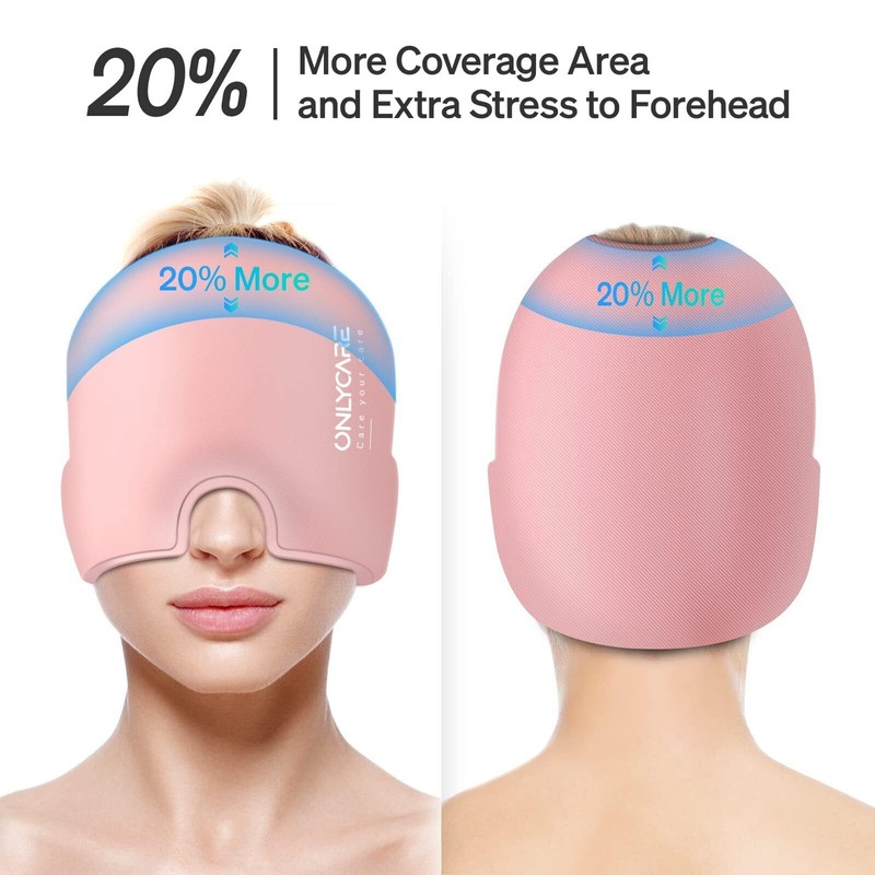 ONLYCARE Pink Therapeutic Thermal Compress Cap for Migraine Relief Hot