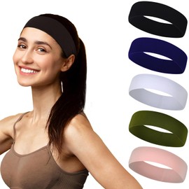 HAKUKU Diademas Deportivas 5 Piezas, Diademas Ejercicio para Mujer Yoga, Diadema Elástica Suave Que Absorbe el Sudor, Adecuada para Hombres y Mujeres