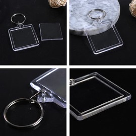 25Pcs Clear Blank Acrylic Photo Keychain Picture Frame Image Insert Keyring