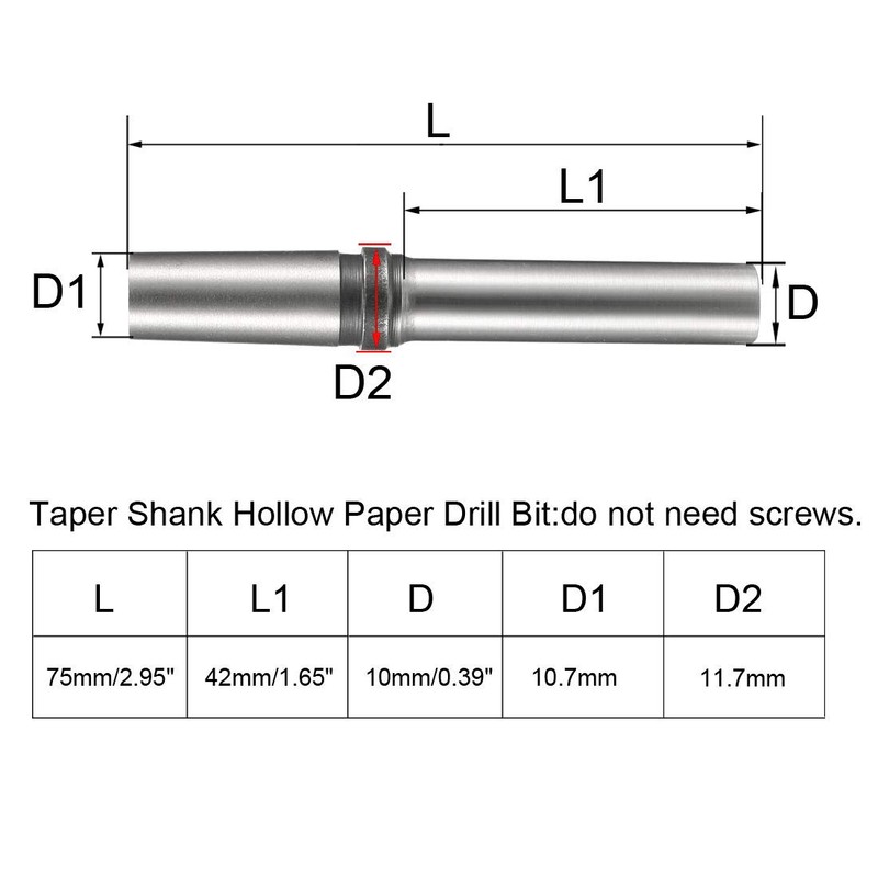 sourcing map 10mm Paper Punch Drill, Taper Shank Hollow Bit