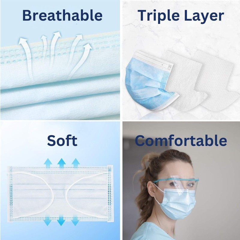 IFLY Smart Premium Disposable Blue Face Mask Individually Wrapped -