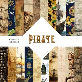 Pirate Scrapbook Paper: | 8,5 x 8,5 size | 40 patterned double sided sheets (20 designs) | Pirate Themed Collection | Pirate Craft Paper |