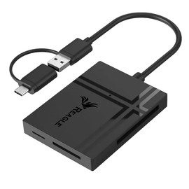 REAGLE 5-in-1 TF SD MS CF XD MicroSD Card Reader USB C OTG 5Gb/s Adapter 2-in-1 Port USB-C USB-A USB 3.2 Gen 1 Compatible with Phone Laptop Desktop