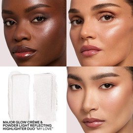 PATRICK TA Major Glow Creme & Powder Light Reflecting Translucent Highlighter Duo 0.21 oz crème and 0.14 oz powder / 6 g crème and 4 g powder My Love diamond sparkle