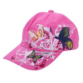 Kids Baseball Cap Girls Boys Butterfly Embrioderied Cotton Snapback Cap Adjustable Summer Sun Protection Baseball Hat Travel Beach Cap Sport Peaked Cap with Sweatband for Girls Boys 3-10 Years Old