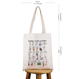 PYOUL Baseball Lover Gift Baseball Slang Alphabet Tote Bag Baseball Player Team Handbag Baseball Mom Gift (Baseball Slang Tote)