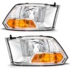 Compatible with 2009 2010 2011 2012 Dodge Ram 1500 2500 3500 Pickup Dual Cab Trims Headlights Chrome Housing Amber Reflector Driver and Passenger Side(Not fit Quad Models)