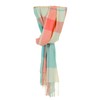 Glen Isla 100% Cashmere Summer Lightweight Scarf Coral & Green