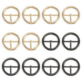 PATIKIL Single Prong Belt Buckle 1.2", 12 Pcs Metal Roller Buckle Round Center Bar Buckles for Belt Purse Making Leather Hardware, Light Gold/Black
