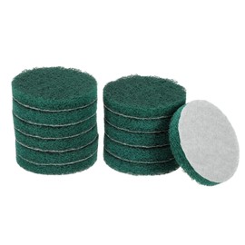 HARFINGTON 12pcs Scrubber Scouring Pads 180 Grits 4 Inch Drill Power Brush Hoop and Loop Surface Conditioning Disc Drill Scuffing Disc Scrub Pads for Home Kitchen Cleaning, Green