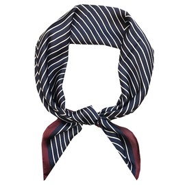 WHITE FANG MA054 Scarf, Stole, Striped, Stylish, Afghan Casual Silk, Women's (02: Navy)