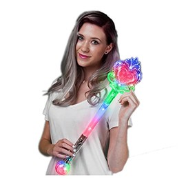 Light Up Princess Cinderella's Fairy God Mother Magic Live Action Wand with Crystal Ball for Kids