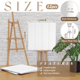 SmoothNovelty 12 Pcs Quilting Design Wall Panels 11.8 x 11.8 x 0.35 Inch Quilt Design Board with 100 Pcs Push Pins Portable for Hold Fabric Firmly Craft Sew Display Sewing Quilt Block Projects
