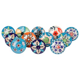 SHYAMVUN Ceramic Door Knobs Handcrafted Multicolor Premium Quality Assorted Designs Vintage Style Cupboard Drawer Knobs (Pack of 10)