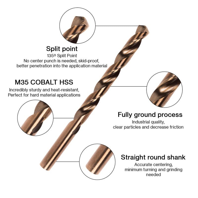 PROFFI 7.5 mm x 5 Pieces M35 HSS Cobalt Drill