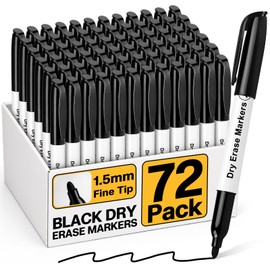 V-Opitos 72 Pack Fine Tip Black Dry Erase Markers