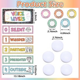 Epakh 22 Pcs School Push LED Light and Voice Level Chart Poster Composition Notebook Classroom Decor Button Lights Noise Level Monitor Rules Sign for Classroom Teachers Back to School Supplies