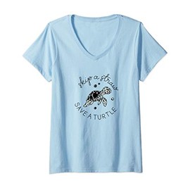 Womens Skip a Straw save a Turtle - Save the Turtles Womens V-Neck T-Shirt