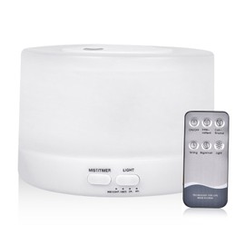 500ml U-ltrasonic Acoustic Air Humidifier  Mist Maker with Controller 7 Colorful Lights Changing/ Static Color Design 2 Levels T-imer T-ime Setting Double S-pray Modes for Yoga Office Ho