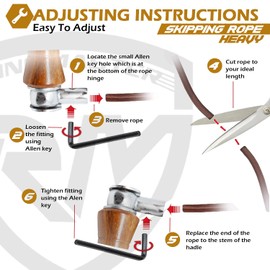 Weighted Skipping Rope by Athletics Gear - Pure Weighted Wood Handle, 360-Degree Rotation, and Genuine Leather Adjustable Ropes