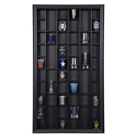 Gallery Solutions Gallery Solutions - Black Wall-Mounted - Curio & Shot Glass Display Case - 17"x32" Glass Door - Bar Accessories - Collectible - Miniature Glassware - Bar Accessories