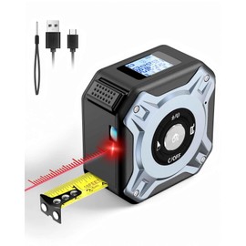 Laser Tape Measure 2-in-1, 40 m Laser Rangefinder & 5 m Tape Measure, USB-C Charging Laser Meter, HD Digital Display for Pythagoras/Distance/Area/Volume Measurement, M/In/Ft, for DIY and Home Decor