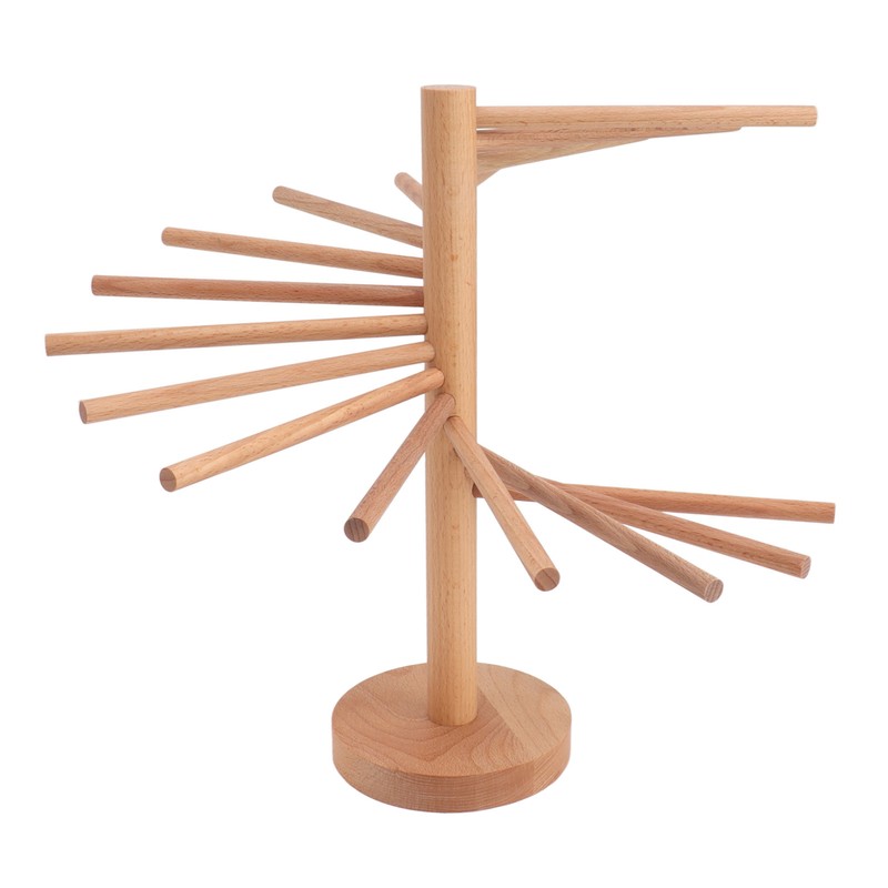 Collapsible Pasta Drying Rack 18 Bars Wooden Spaghetti Stand Dryer