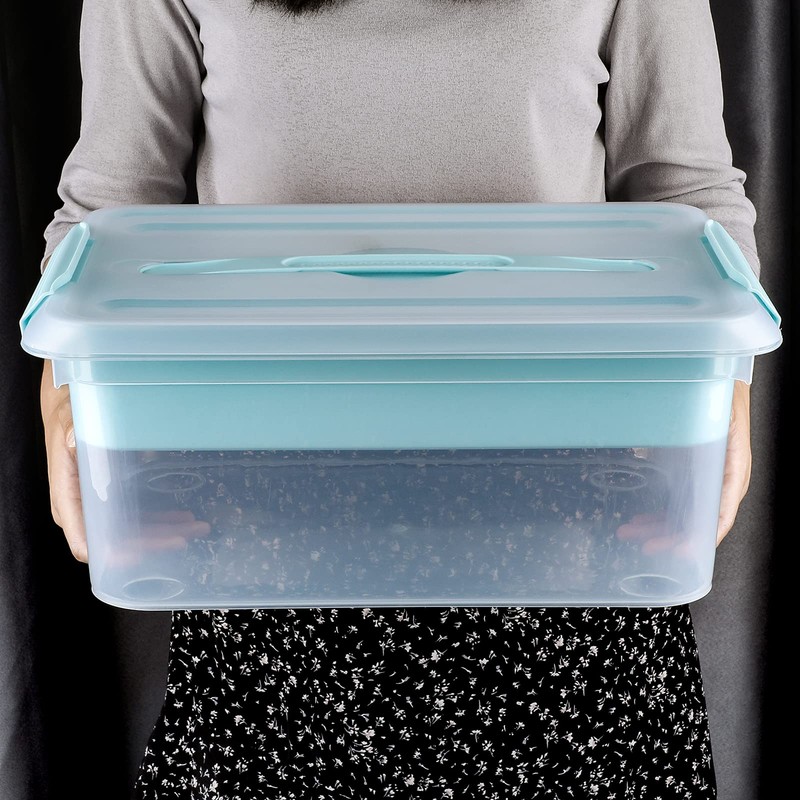BTSKY Stack & Carry Box, Clear Plastic Storage Container Stackable