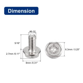 uxcell #6-32x5/16 Phillips Hex Head Flange Bolts, 50pcs 304 Stainless Steel Hexagon Phillips Flange Head Hex Bolts Machine Screws