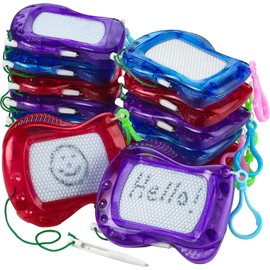 Bedwina Mini Magnetic Drawing Board for Kids - Pack of 24 Backpack Keychain Clip Drawing Boards, Erasable Doodle Sketch Writing Pad, Birthday Kids Party Favors & Goodie Bags Stuffers