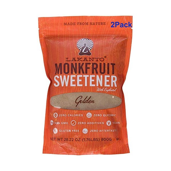 Monk Fruit Sweetener All Natural Sugar Substitute, Golden, 28.22 Ounce (Pack of 2)