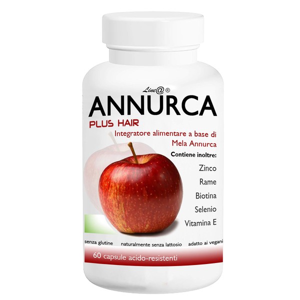 Annurca Plus Hair Line@ | Enhances and Strengthens Your Hair | 60 Capsules | 800 mg Dry Extract of Bell Annurca Apple | Zinc | Copper | Biotin | Selenio | Vitamin E