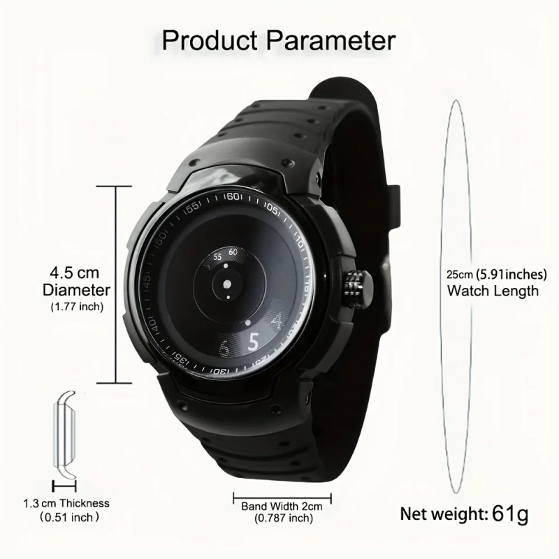 Sports Style Quartz Watch, Creative Design, Round Dial, Electronic Movement,