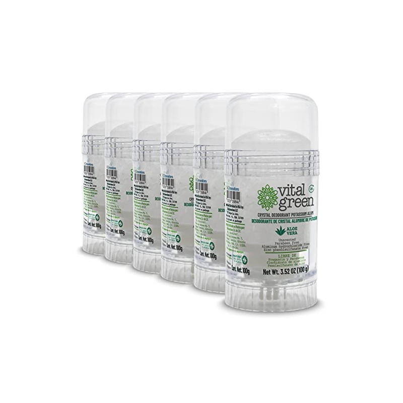 Desodorante Piedra Natural Aloe Vera 100g Sin Color 6 u/pqt