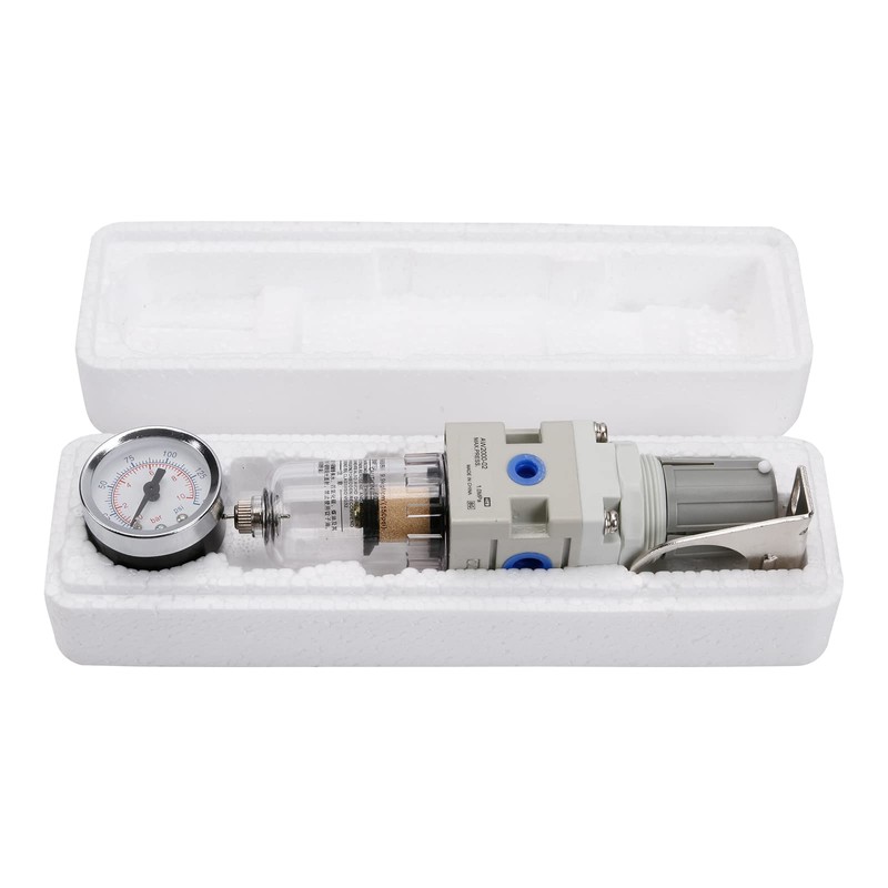 1/4 Zoll Luftfilter-Druckregler, Luftkompressor-Wasserabscheider mit Manometer AW2000-02
