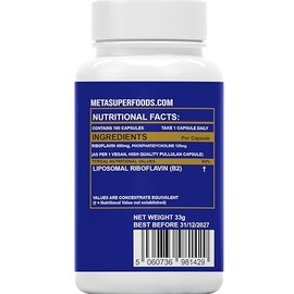 Vitamin B2 Riboflavin | 400mg Migraine Support 180 Capsules | 6 Months Supply | Vegan, High Strength Riboflavin Supplement | Liposomal Delivery for Maximum Absorption | Non-GMO | UK Company