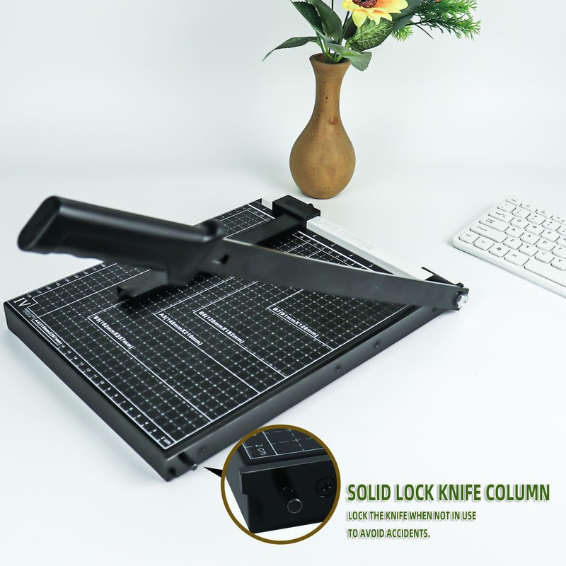 12" Guillotine Paper Cutter, Heavy Duty Trimmer with Safety Guard