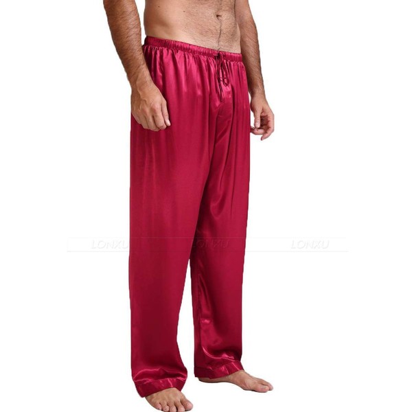 LXXIASHI Fashion Men's Satin Lounge Pyjamas Long Pants Sleep Bottoms