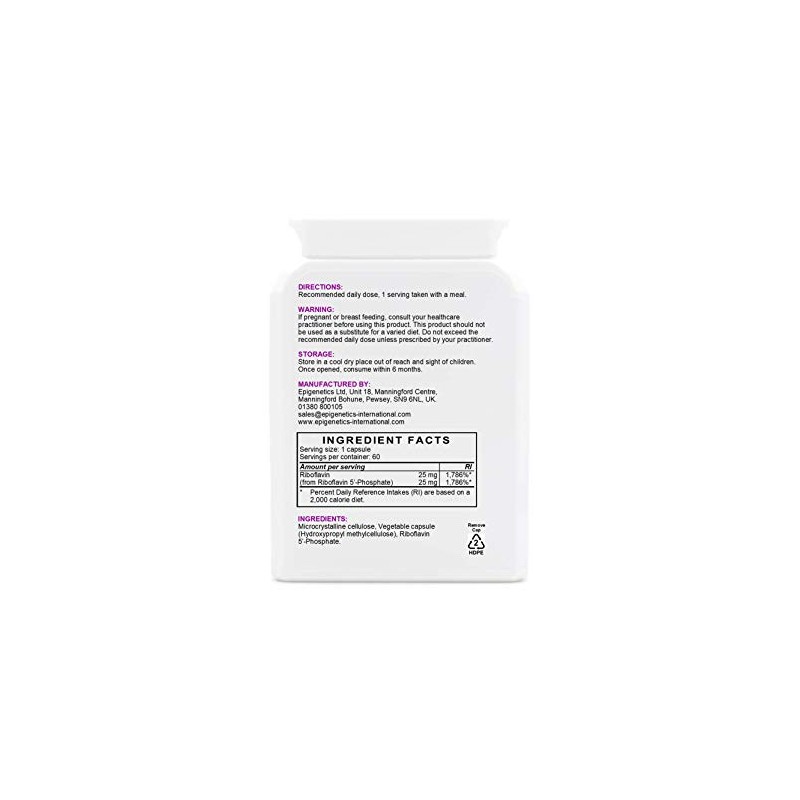 Riboflavin-5-Phosphate | Vitamin B2 R5P 25mg | 60 Vegan Friendly