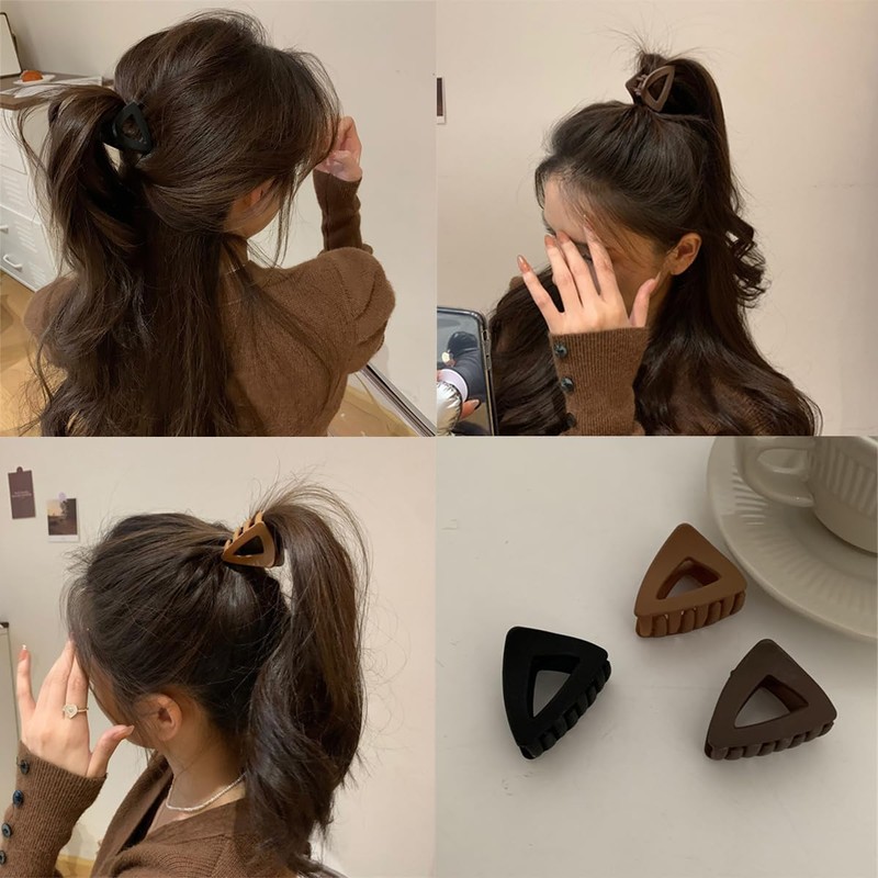 ヘアクリップ 3個セット バンスクリップ 三角ヘアクリップ ヘアスタイルデザイン ヘアアクセサリー 3色 ファッション 無地 日常