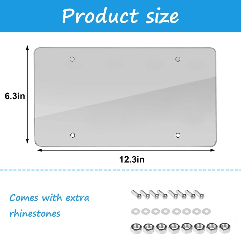 2-Pack Unbreakable Clear License Plate Frames, Slim Design, Rust-Proof Plasitc